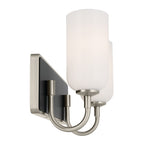 KICHLER 55162NI Solia 14.25 Inch 2 Light Vanity With Opal Glass In Brushed Nickel With Black