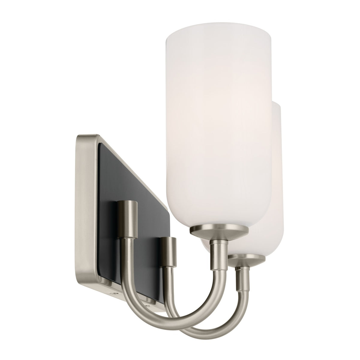 KICHLER 55162NI Solia 14.25 Inch 2 Light Vanity With Opal Glass In Brushed Nickel With Black