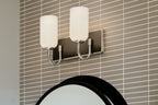 KICHLER 55162NI Solia 14.25 Inch 2 Light Vanity With Opal Glass In Brushed Nickel With Black
