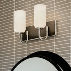 KICHLER 55162NI Solia 14.25 Inch 2 Light Vanity With Opal Glass In Brushed Nickel With Black