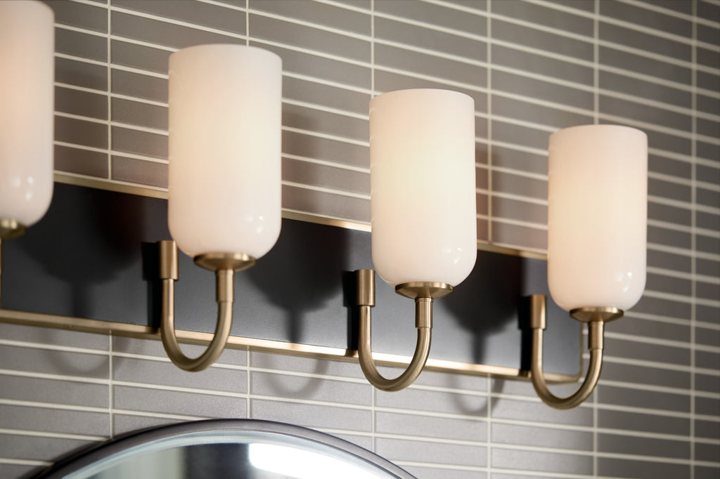 KICHLER 55164CPZ Solia 32 Inch 4 Light Vanity With Opal Glass In Champagne Bronze With Black