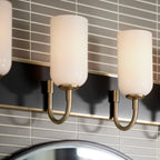 KICHLER 55164CPZ Solia 32 Inch 4 Light Vanity With Opal Glass In Champagne Bronze With Black