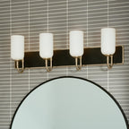 KICHLER 55164CPZ Solia 32 Inch 4 Light Vanity With Opal Glass In Champagne Bronze With Black