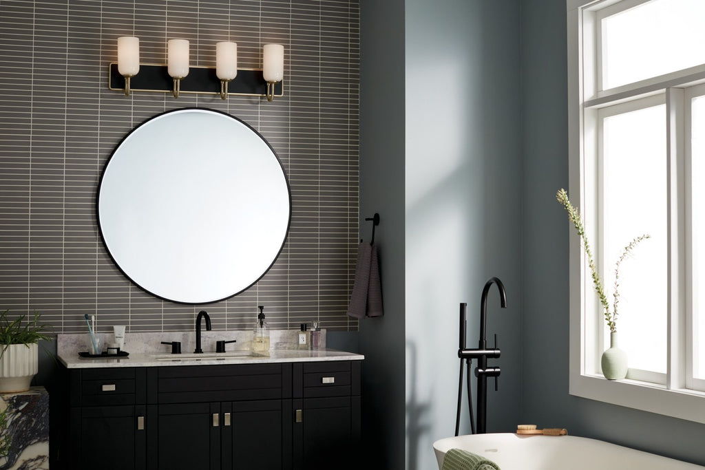 KICHLER 55164CPZ Solia 32 Inch 4 Light Vanity With Opal Glass In Champagne Bronze With Black