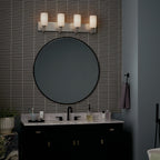 KICHLER 55164PN Solia 32 Inch 4 Light Vanity With Opal Glass In Polished Nickel With Stain Nickel