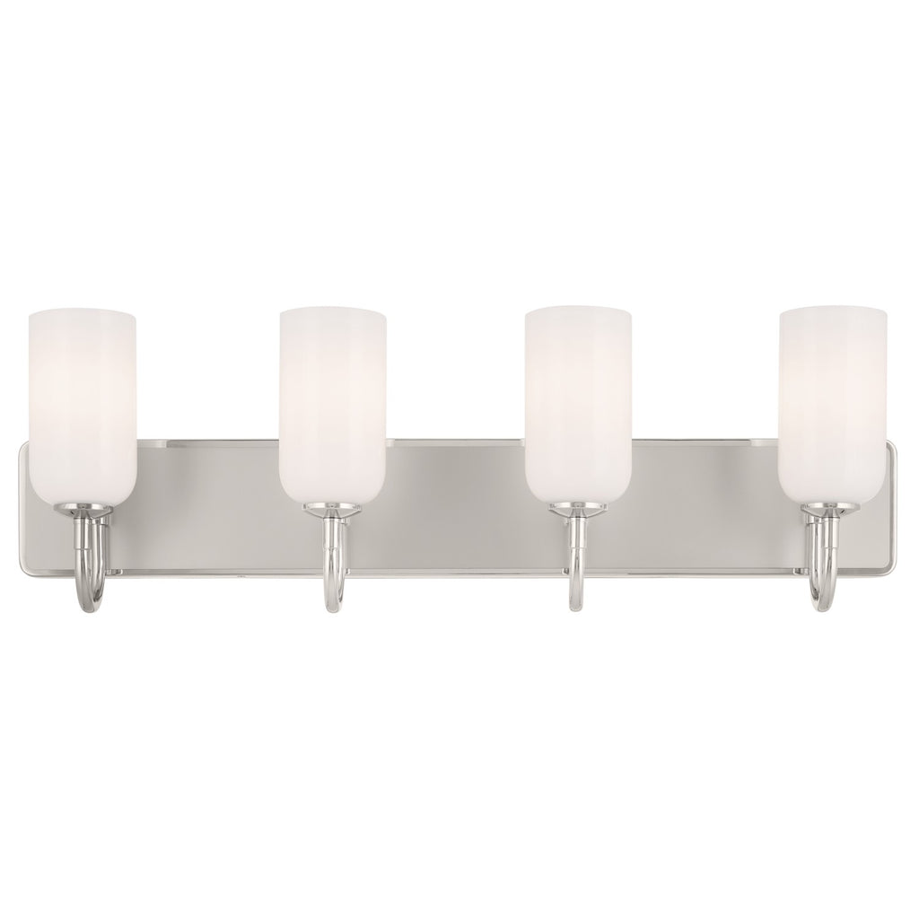 KICHLER 55164PN Solia 32 Inch 4 Light Vanity With Opal Glass In Polished Nickel With Stain Nickel