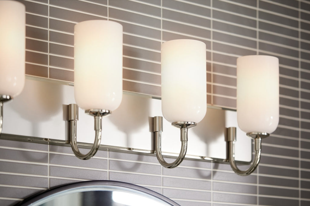 KICHLER 55164PN Solia 32 Inch 4 Light Vanity With Opal Glass In Polished Nickel With Stain Nickel
