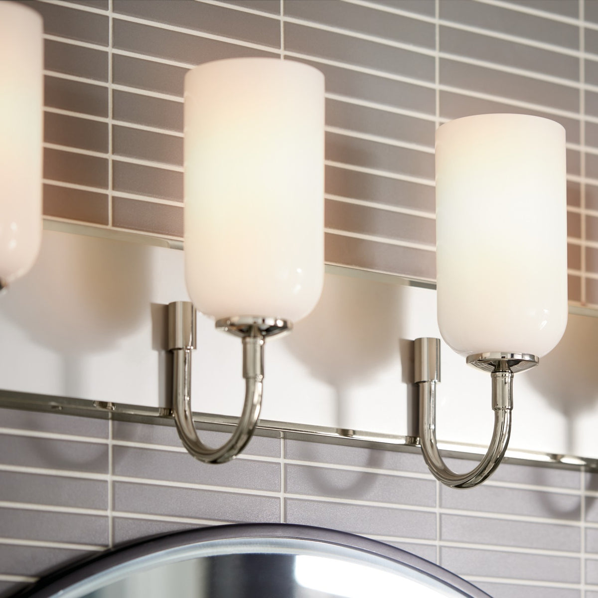KICHLER 55164PN Solia 32 Inch 4 Light Vanity With Opal Glass In Polished Nickel With Stain Nickel