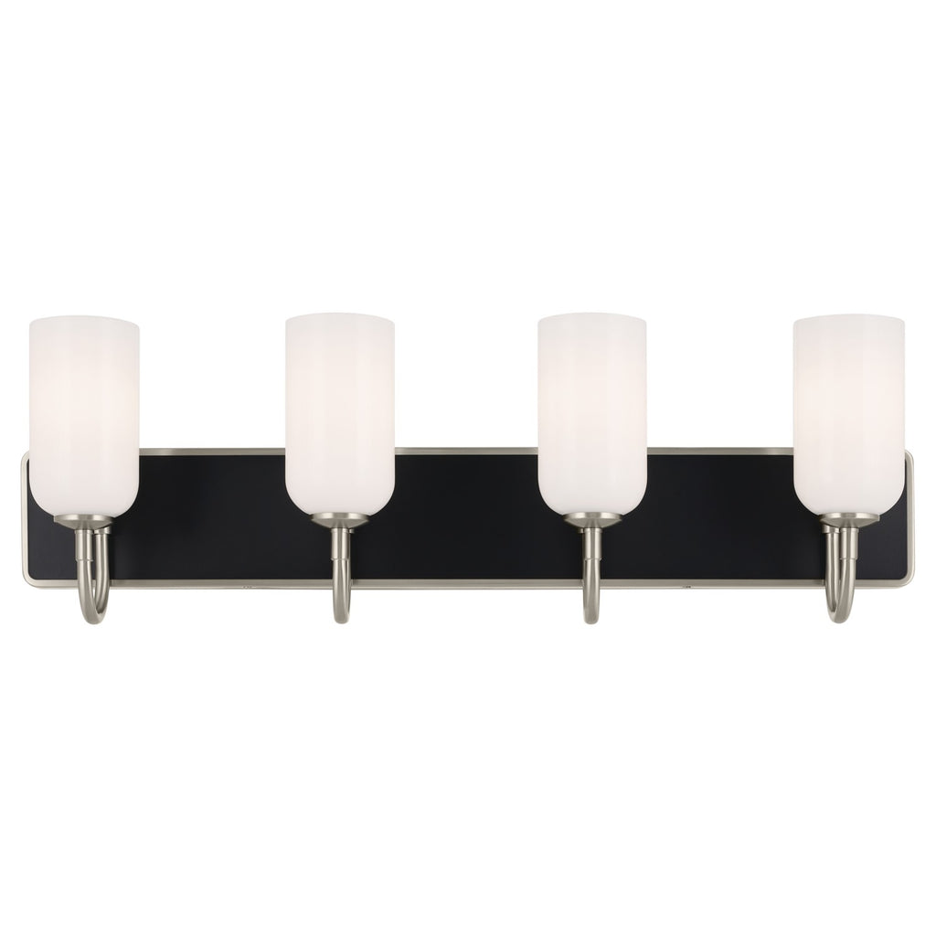 KICHLER 55164NI Solia 32 Inch 4 Light Vanity With Opal Glass In Brushed Nickel With Black