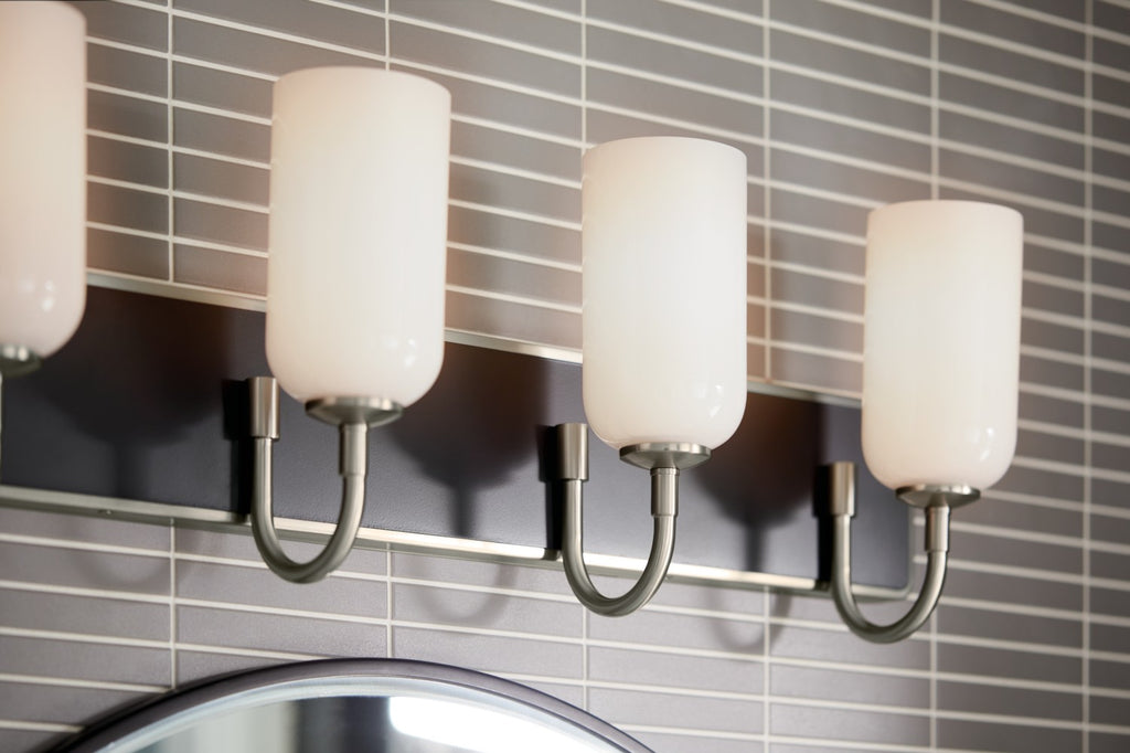 KICHLER 55164NI Solia 32 Inch 4 Light Vanity With Opal Glass In Brushed Nickel With Black