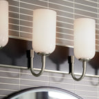 KICHLER 55164NI Solia 32 Inch 4 Light Vanity With Opal Glass In Brushed Nickel With Black