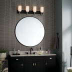 KICHLER 55164NI Solia 32 Inch 4 Light Vanity With Opal Glass In Brushed Nickel With Black