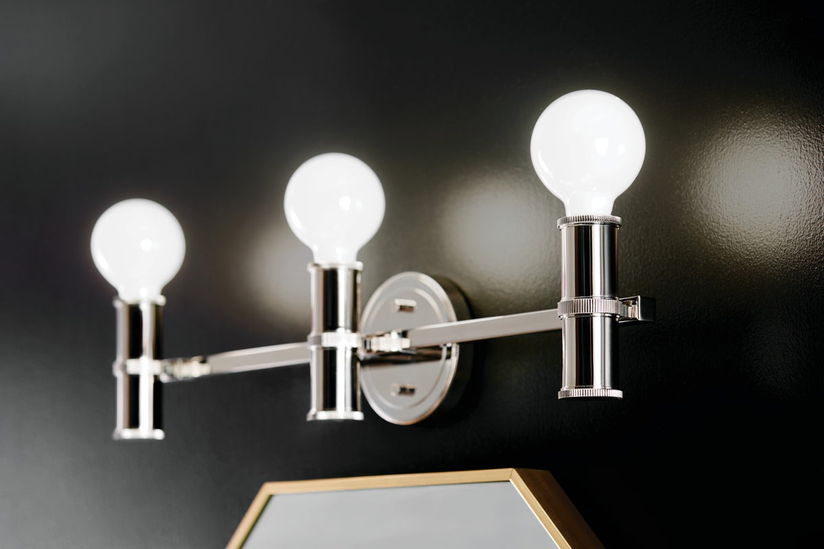 KICHLER 55157PN Torche 24.25 Inch 3 Light Vanity In Polished Nickel