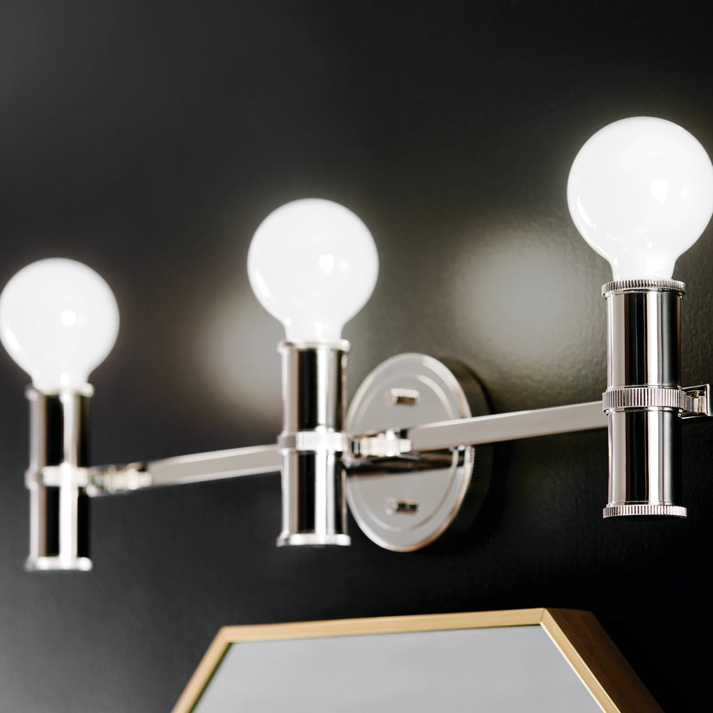 KICHLER 55157PN Torche 24.25 Inch 3 Light Vanity In Polished Nickel