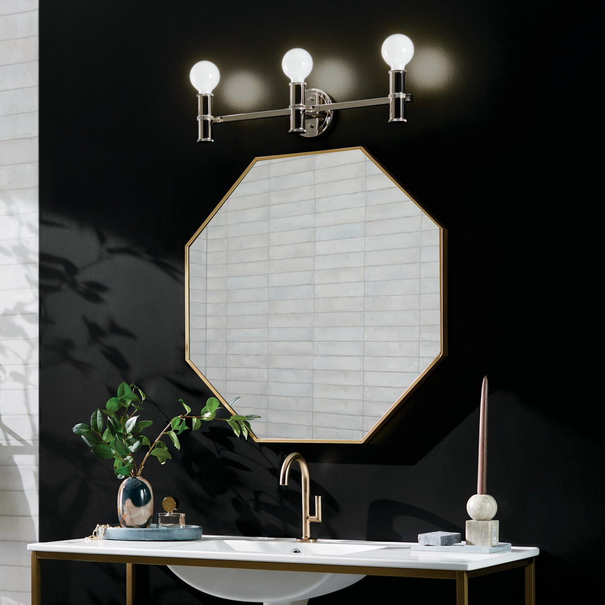 KICHLER 55157PN Torche 24.25 Inch 3 Light Vanity In Polished Nickel