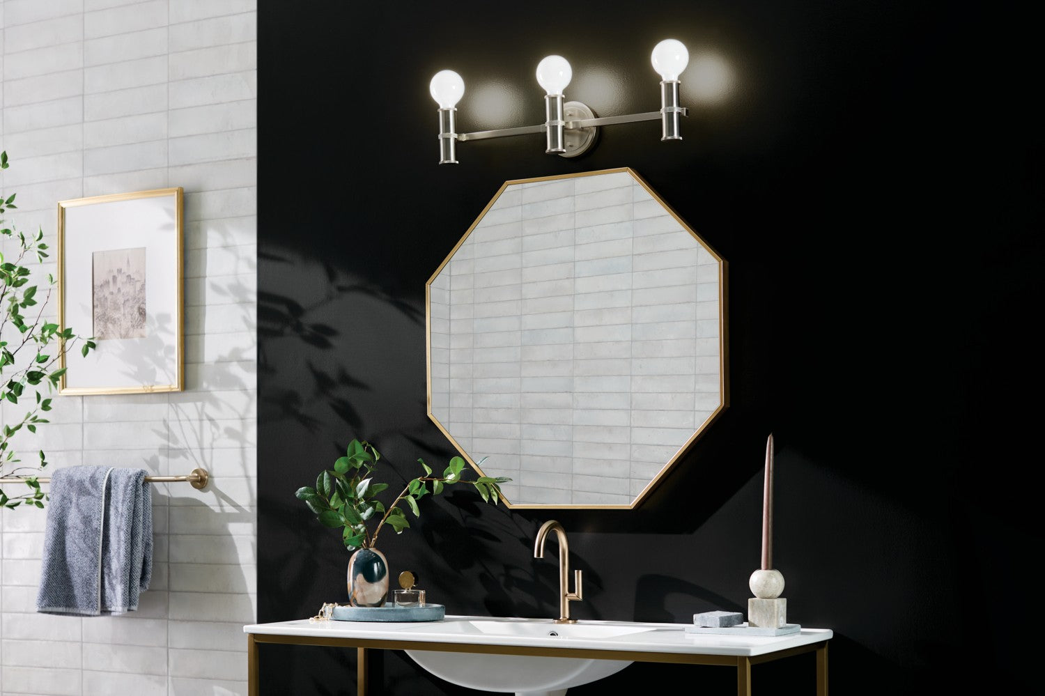 KICHLER 55157NI Torche 24.25 Inch 3 Light Vanity In Brushed Nickel