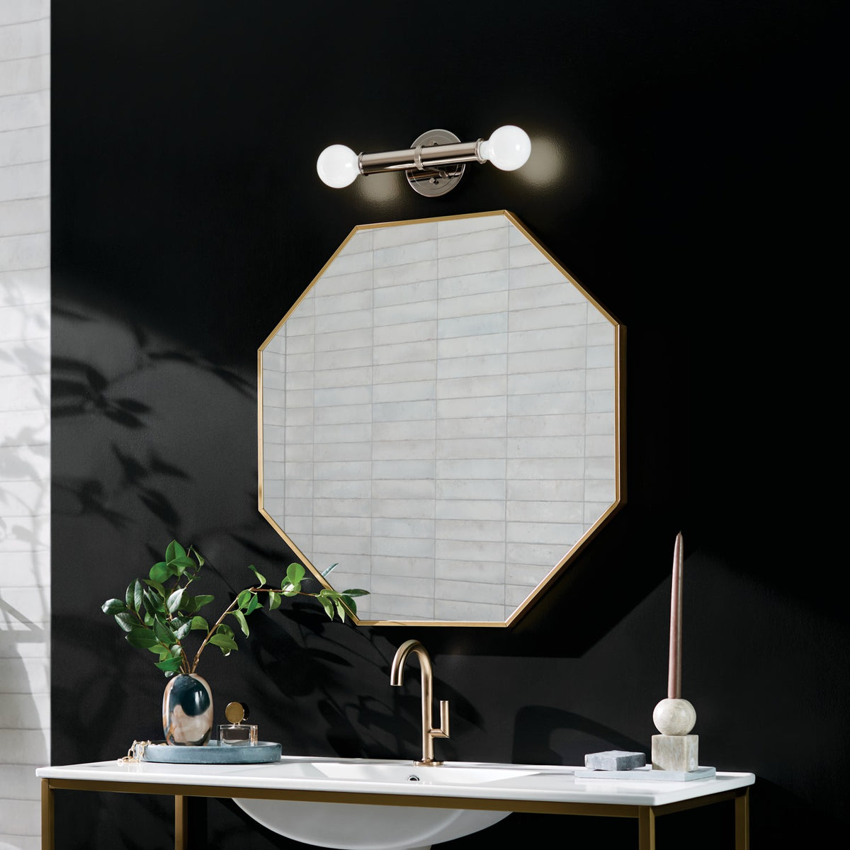KICHLER 55159PN Torche 9.75 Inch 2 Light Wall Sconce In Polished Nickel