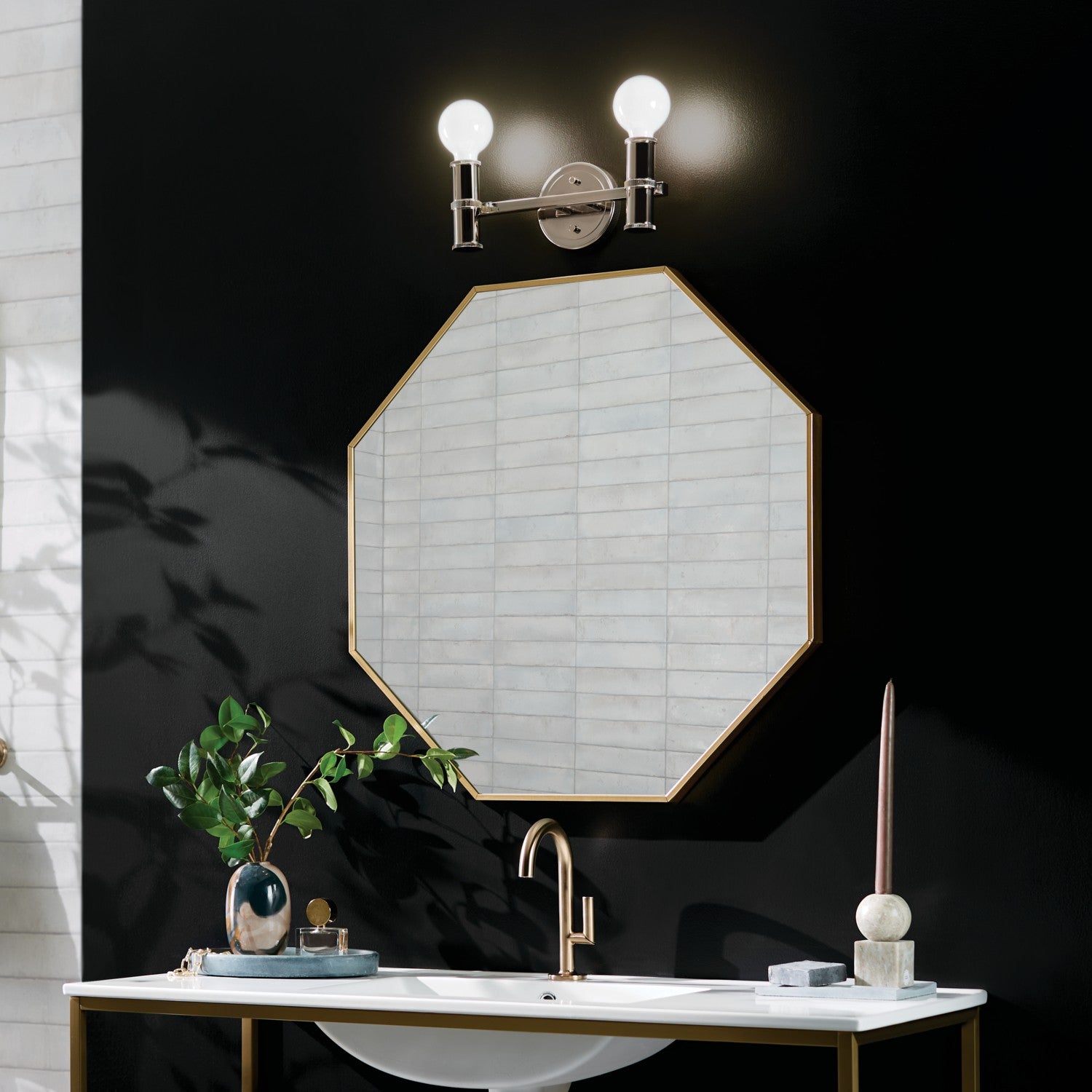 KICHLER 55158PN Torche 13 Inch 2 Light Vanity In Polished Nickel