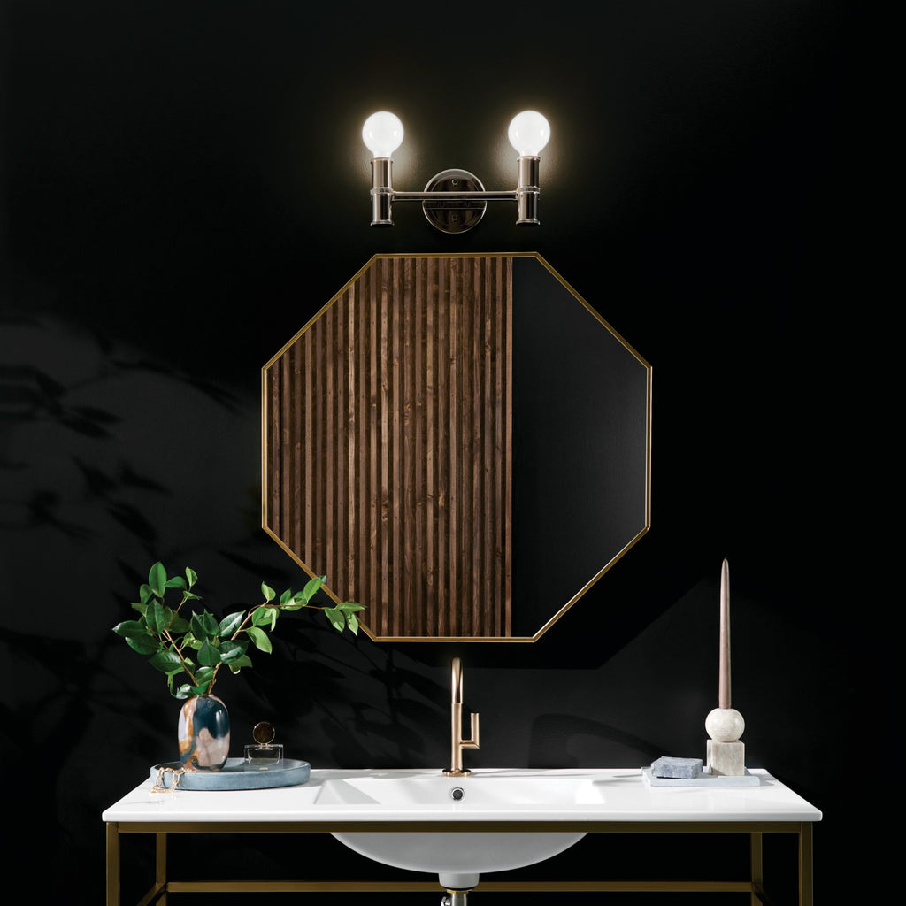 KICHLER 55158PN Torche 13 Inch 2 Light Vanity In Polished Nickel