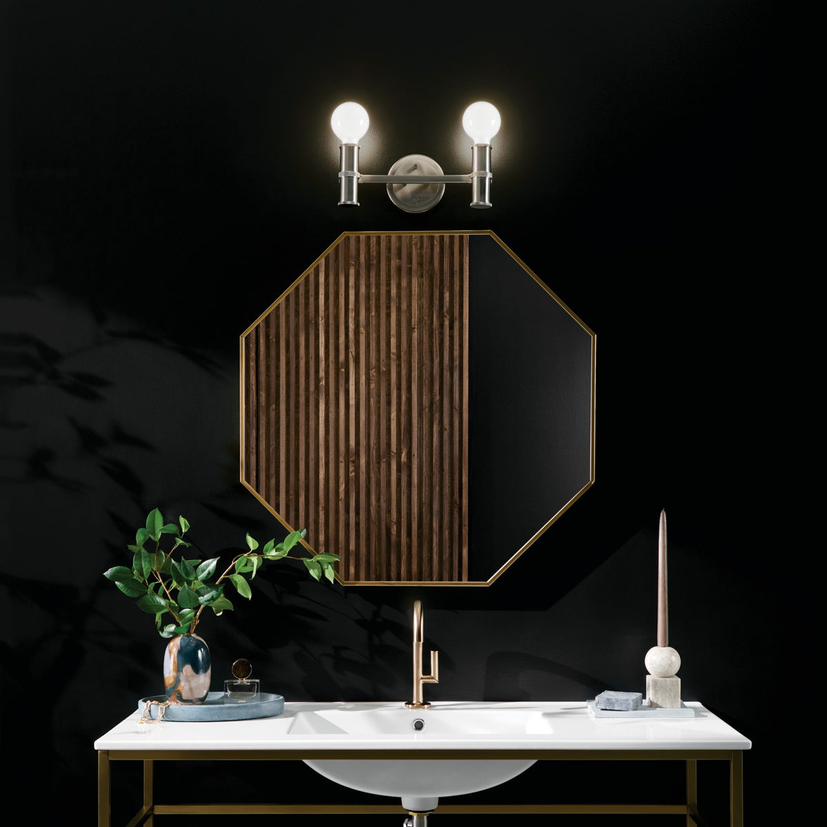 KICHLER 55158NI Torche 13 Inch 2 Light Vanity In Brushed Nickel