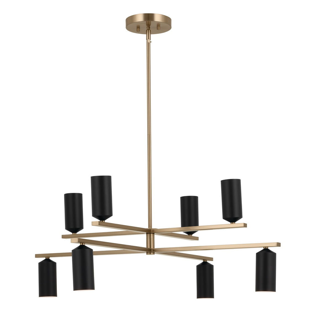 KICHLER 52532CPZBK Gala 36 Inch 8 Light Chandelier In Champagne Bronze With Black
