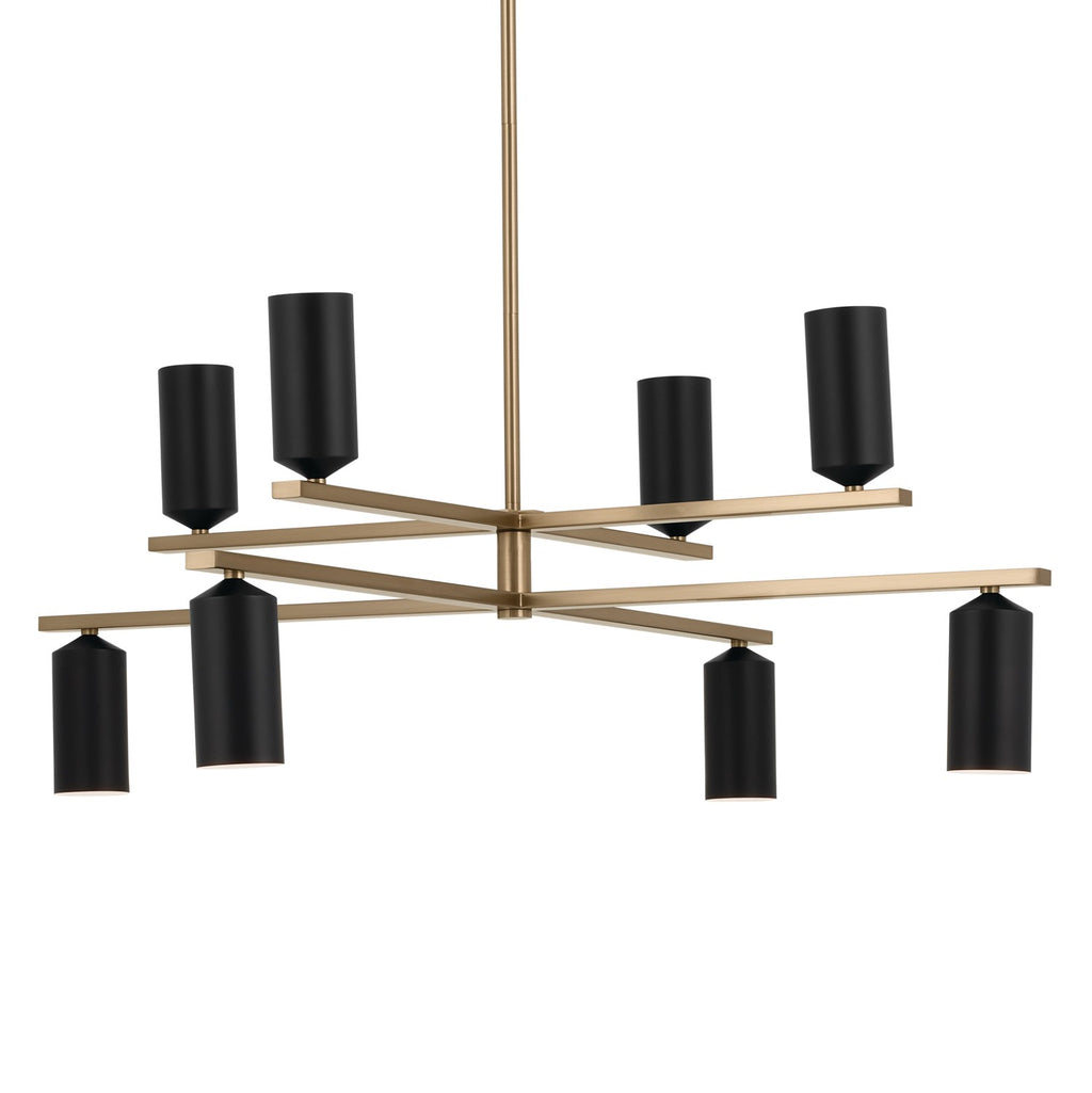 KICHLER 52532CPZBK Gala 36 Inch 8 Light Chandelier In Champagne Bronze With Black