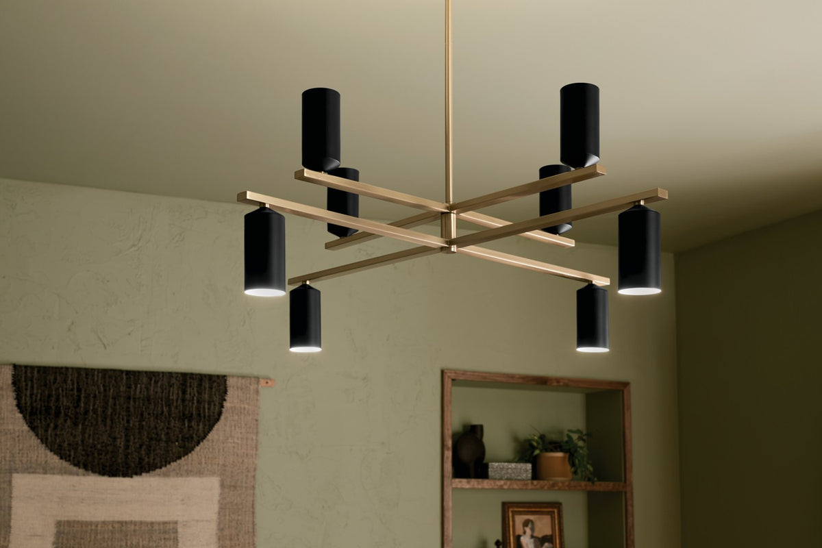 KICHLER 52532CPZBK Gala 36 Inch 8 Light Chandelier In Champagne Bronze With Black