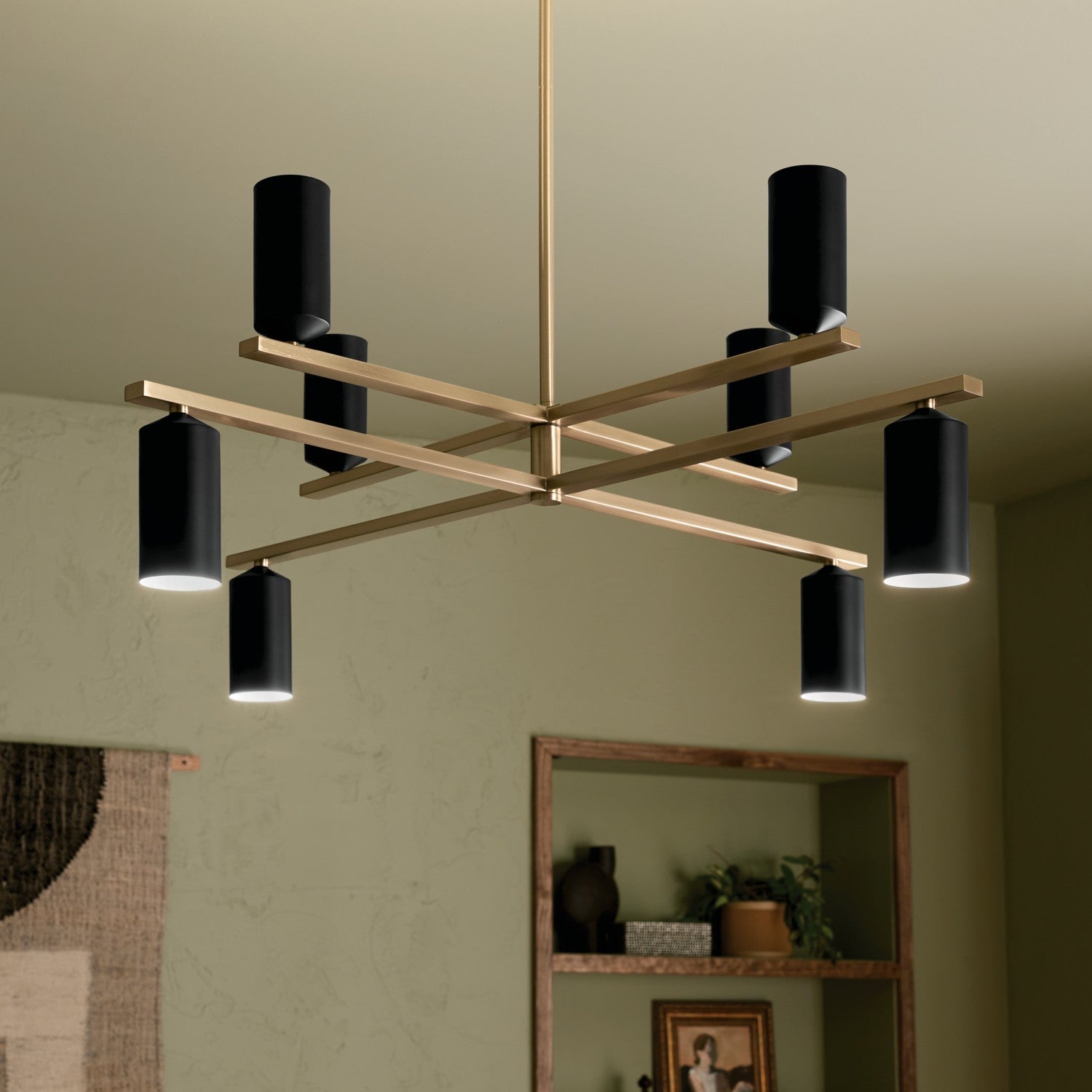 KICHLER 52532CPZBK Gala 36 Inch 8 Light Chandelier In Champagne Bronze With Black