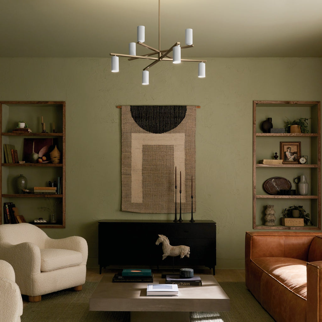 KICHLER 52532CPZWH Gala 36 Inch 8 Light Chandelier In Champagne Bronze With White