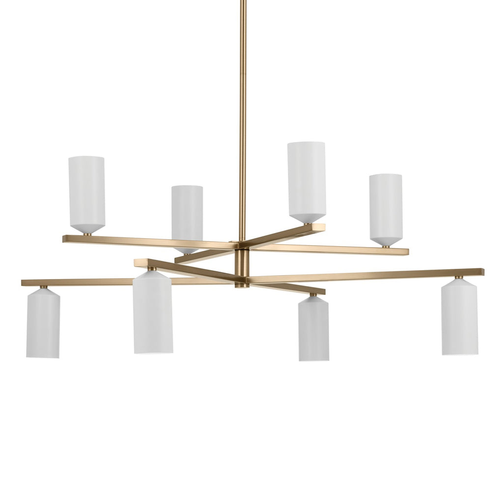 KICHLER 52532CPZWH Gala 36 Inch 8 Light Chandelier In Champagne Bronze With White