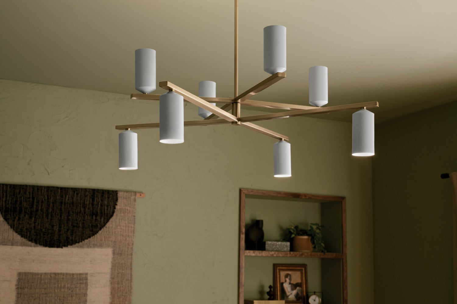 KICHLER 52532CPZWH Gala 36 Inch 8 Light Chandelier In Champagne Bronze With White