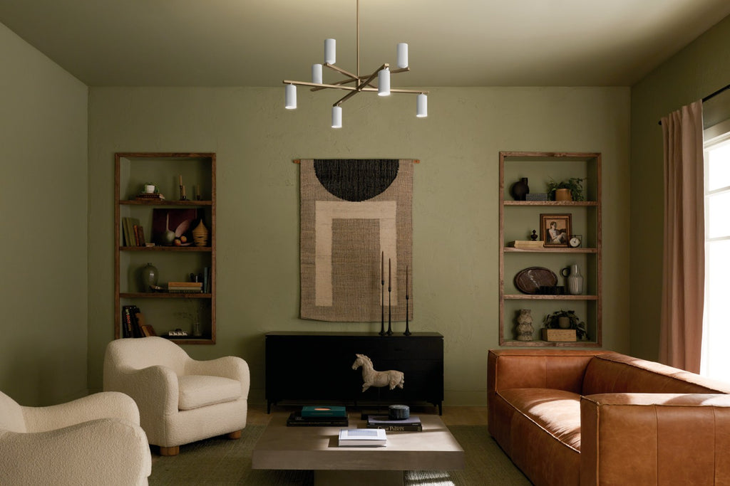 KICHLER 52532CPZWH Gala 36 Inch 8 Light Chandelier In Champagne Bronze With White