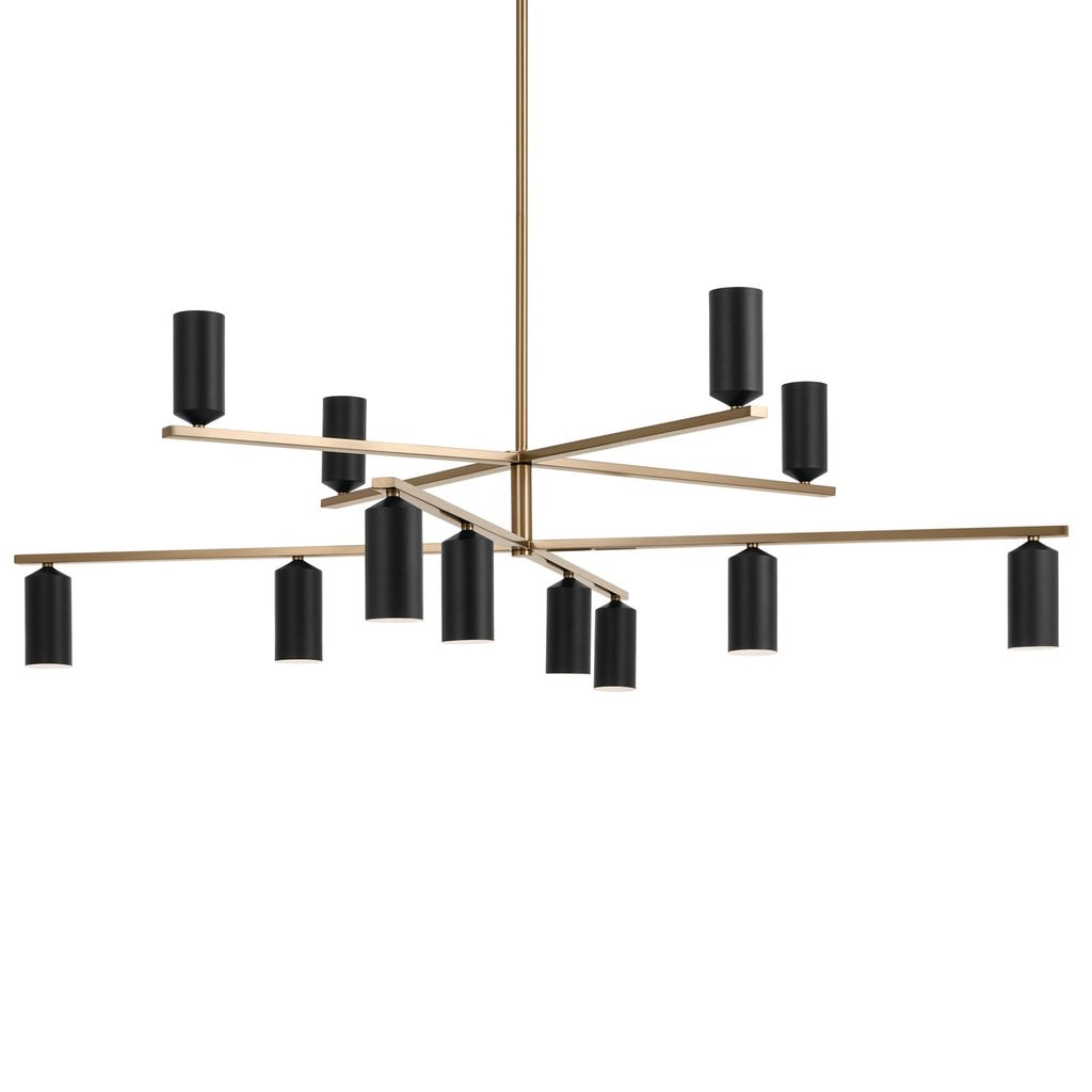 KICHLER 52533CPZBK Gala 55.75 Inch 12 Light Chandelier In Champagne Bronze With Black