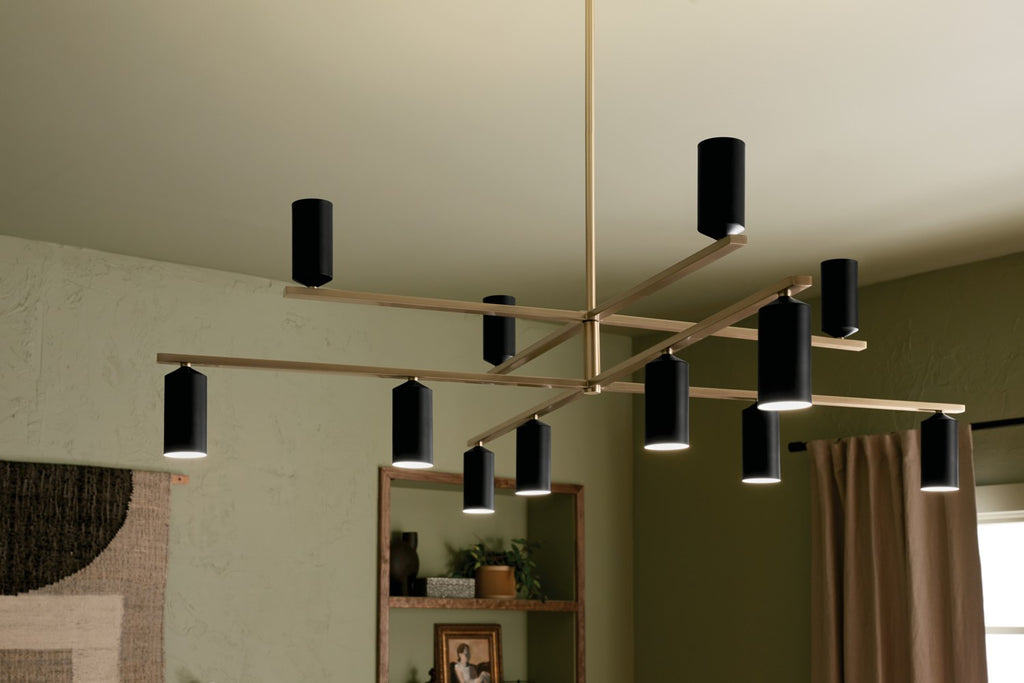 KICHLER 52533CPZBK Gala 55.75 Inch 12 Light Chandelier In Champagne Bronze With Black