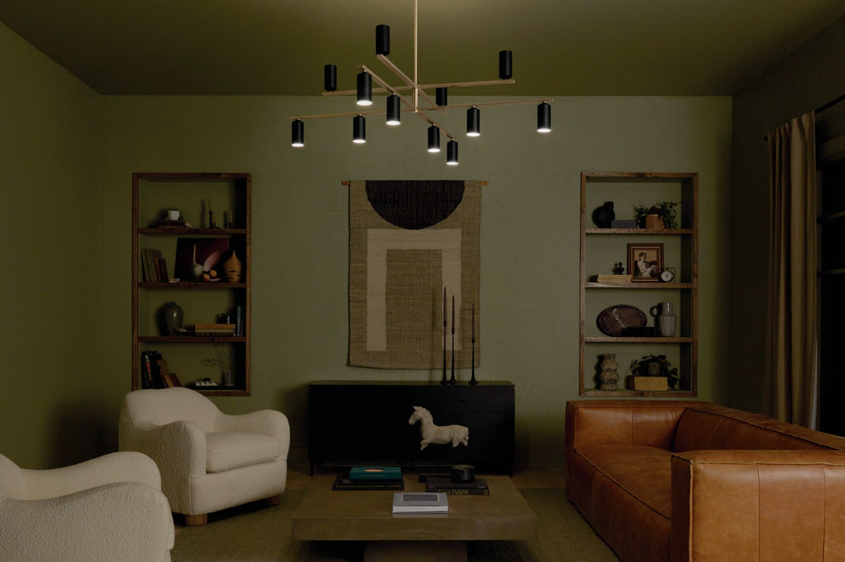 KICHLER 52533CPZBK Gala 55.75 Inch 12 Light Chandelier In Champagne Bronze With Black