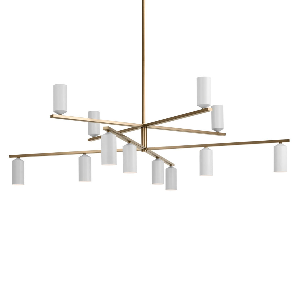 KICHLER 52533CPZWH Gala 55.75 Inch 12 Light Chandelier In Champagne Bronze With White