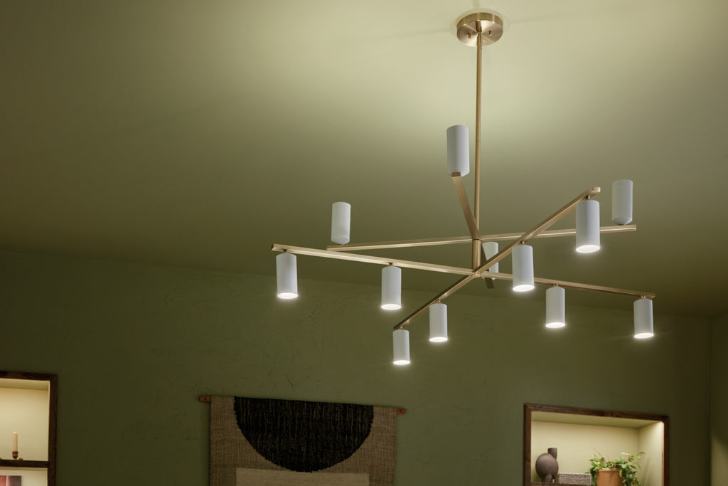KICHLER 52533CPZWH Gala 55.75 Inch 12 Light Chandelier In Champagne Bronze With White