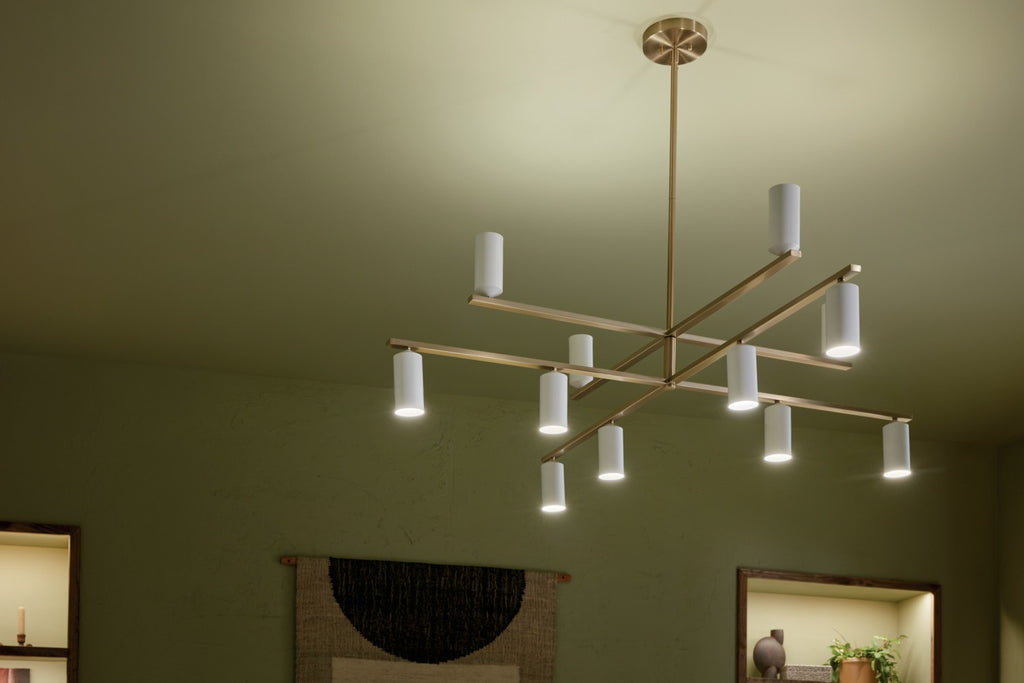 KICHLER 52533CPZWH Gala 55.75 Inch 12 Light Chandelier In Champagne Bronze With White
