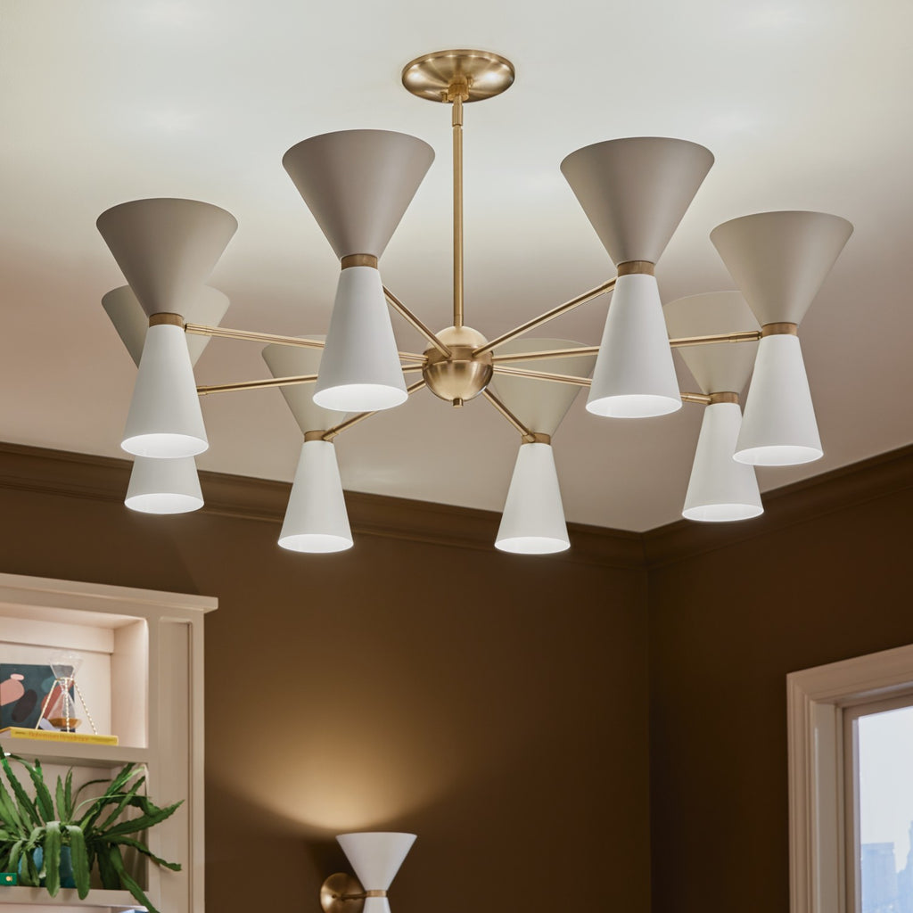 KICHLER 52533CPZWH Gala 55.75 Inch 12 Light Chandelier In Champagne Bronze With White