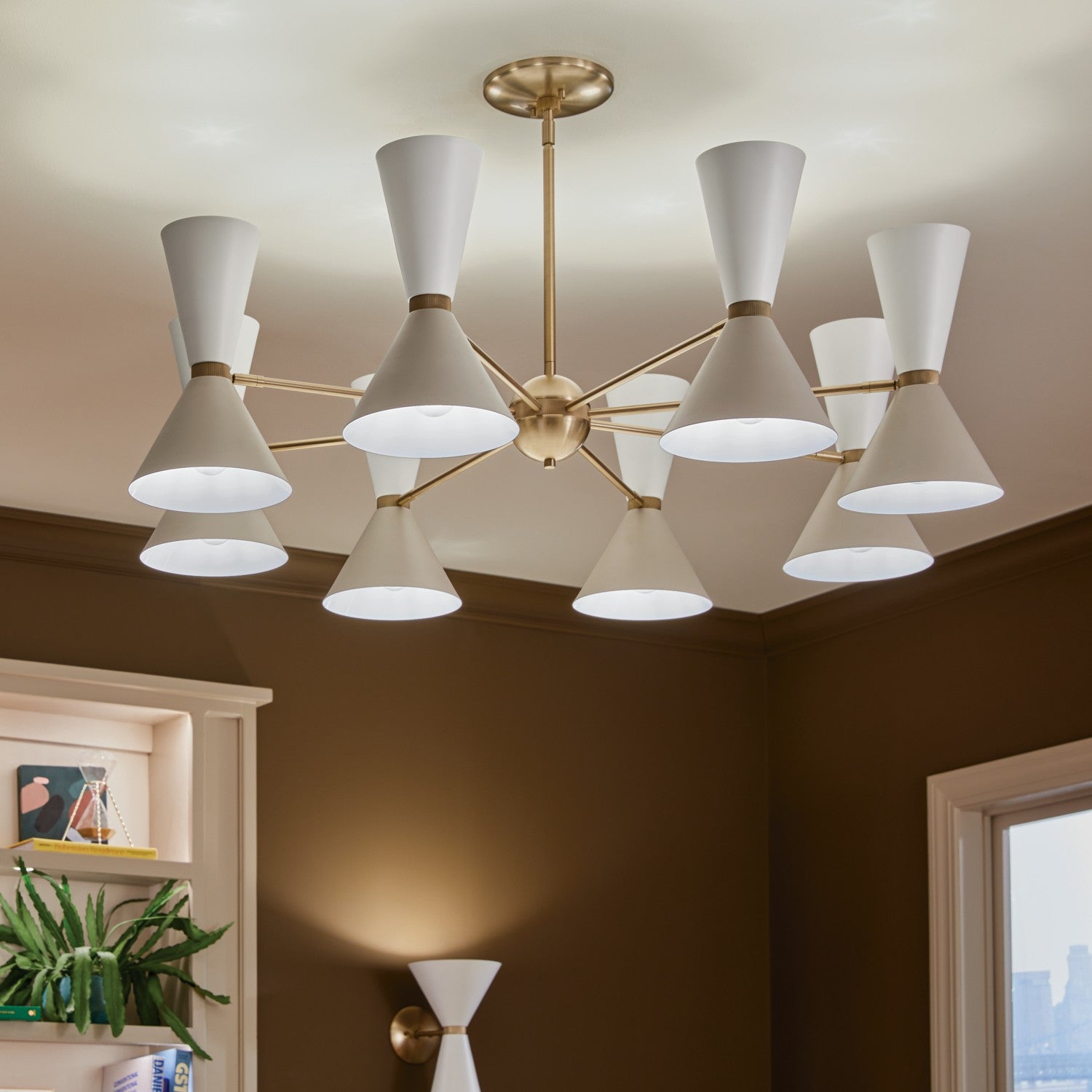 KICHLER 52533CPZWH Gala 55.75 Inch 12 Light Chandelier In Champagne Bronze With White