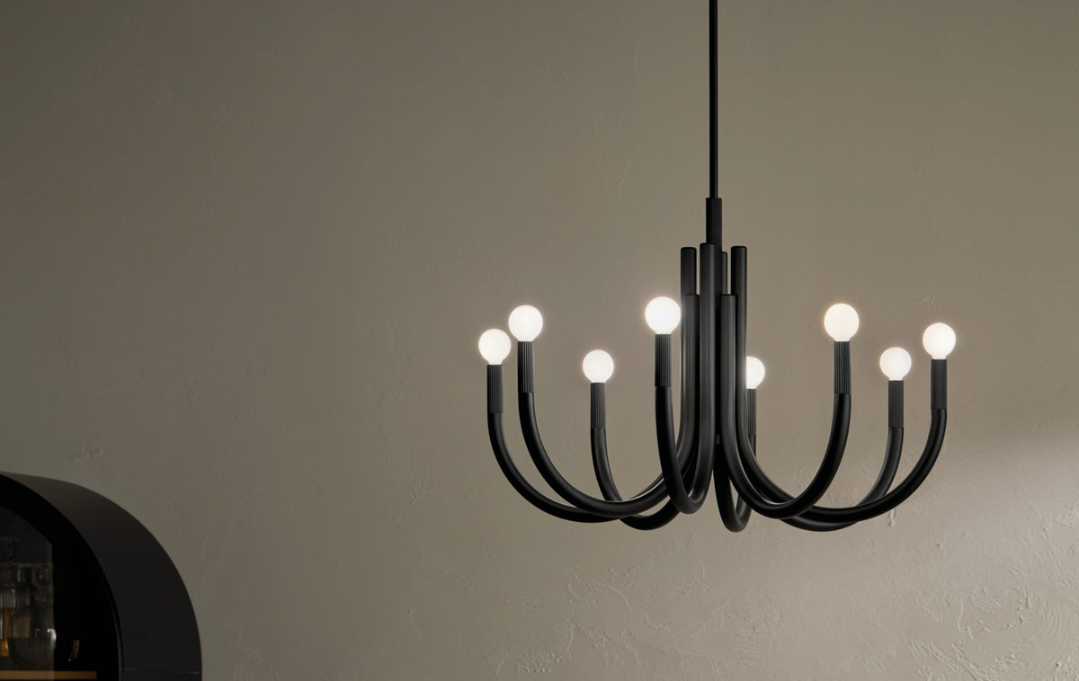 KICHLER 52550BK Odensa 29.25 Inch 8 Light Chandelier In Black