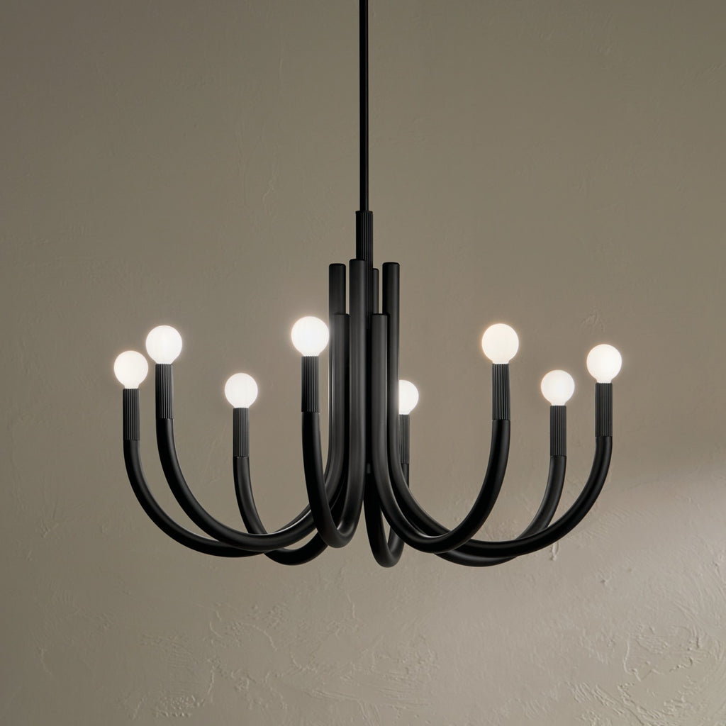 KICHLER 52550BK Odensa 29.25 Inch 8 Light Chandelier In Black