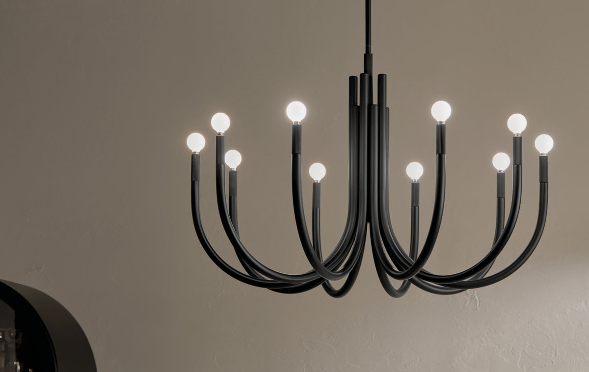 KICHLER 52551BK Odensa 40.25 Inch 10 Light Chandelier In Black