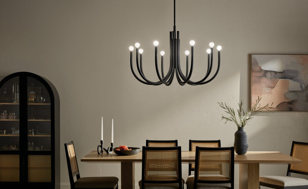 KICHLER 52551BK Odensa 40.25 Inch 10 Light Chandelier In Black