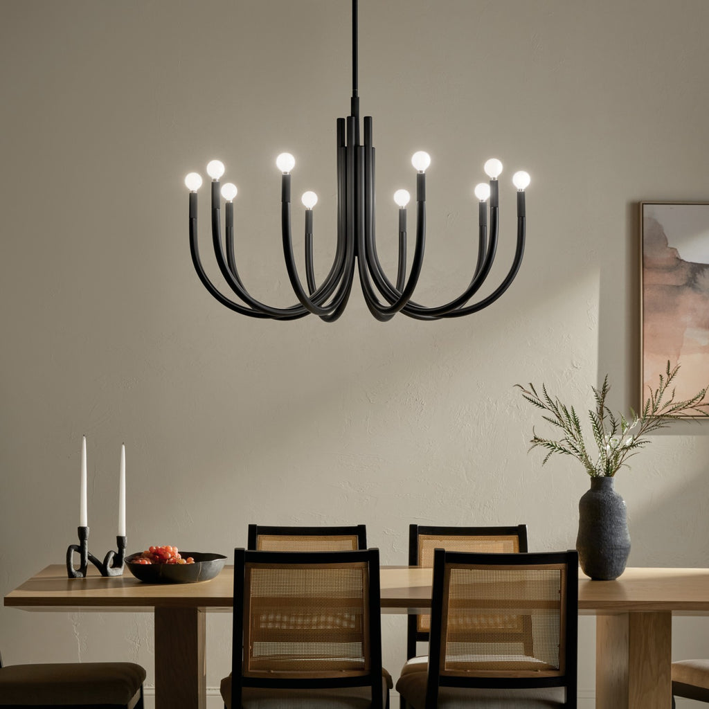 KICHLER 52551BK Odensa 40.25 Inch 10 Light Chandelier In Black