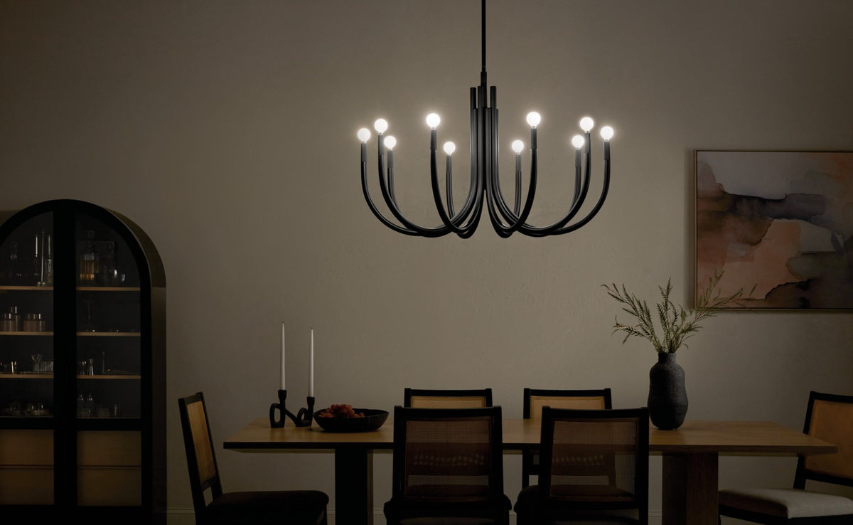 KICHLER 52551BK Odensa 40.25 Inch 10 Light Chandelier In Black
