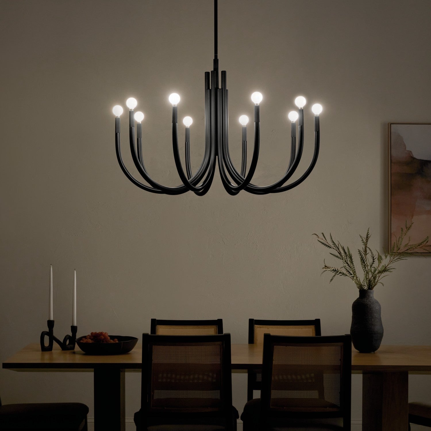 KICHLER 52551BK Odensa 40.25 Inch 10 Light Chandelier In Black