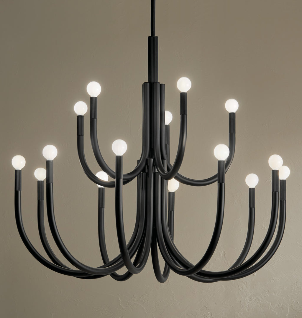 KICHLER 52552BK Odensa 40 Inch 15 Light Chandelier In Black