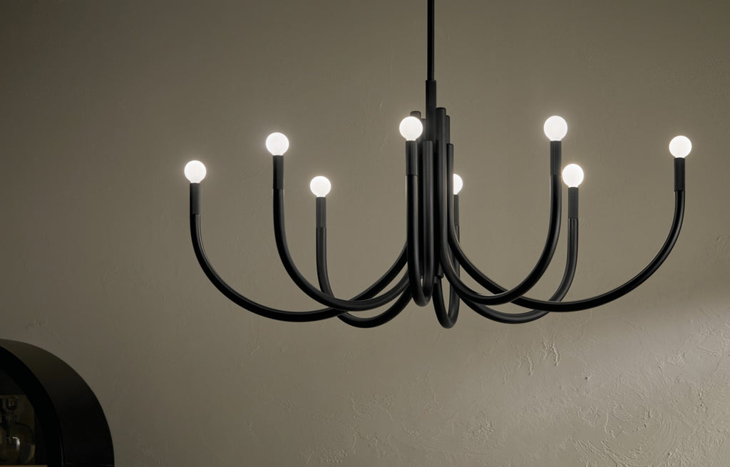 KICHLER 52553BK Odensa 46 Inch 8 Light Oval Chandelier In Black