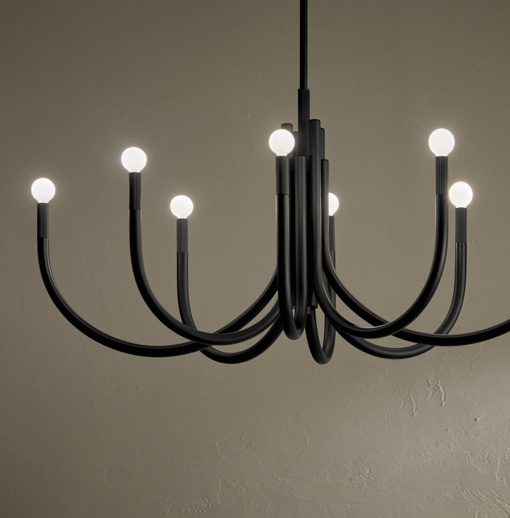 KICHLER 52553BK Odensa 46 Inch 8 Light Oval Chandelier In Black